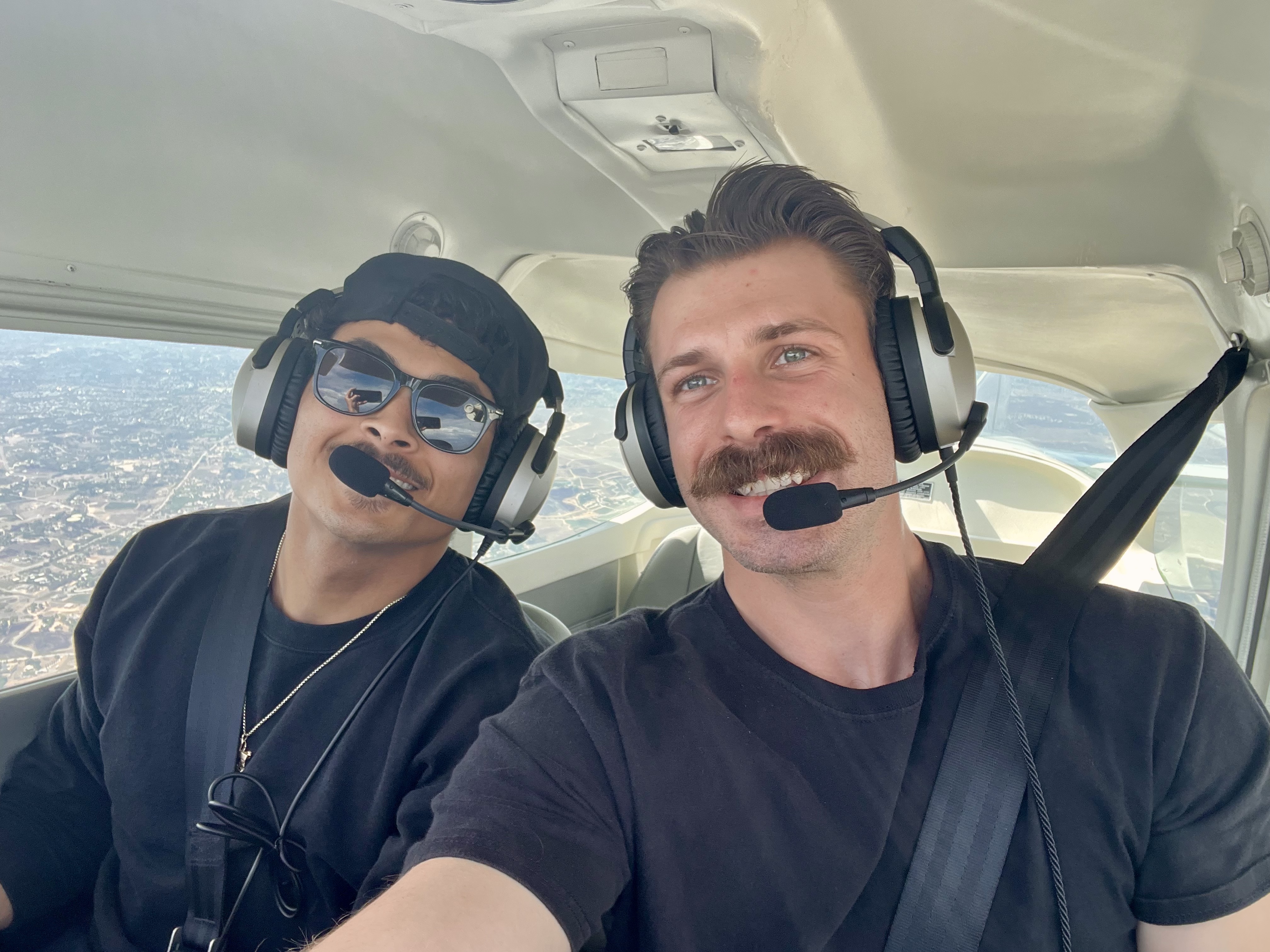CFI Eron LeBlanc and student in cockpit during flight lesson